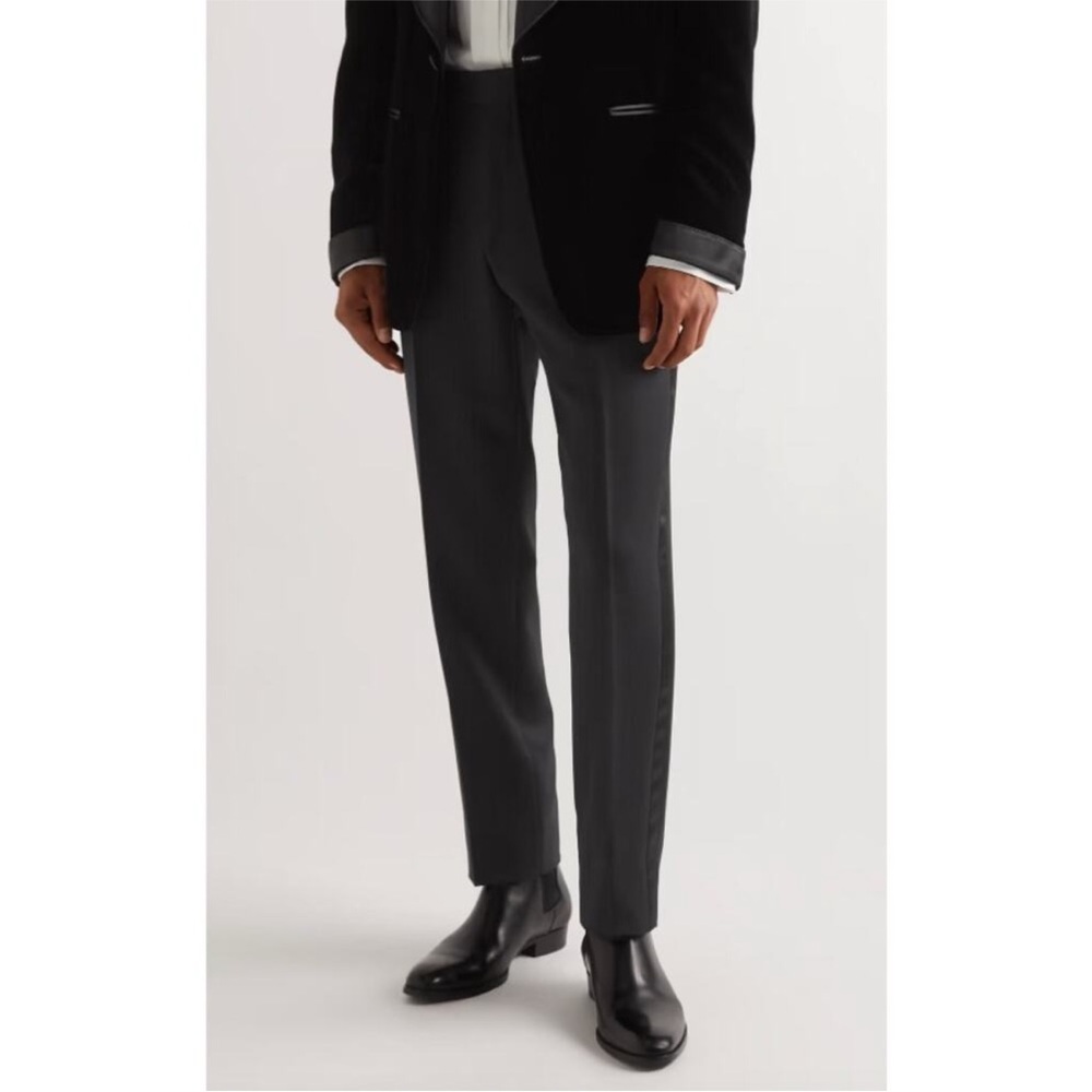 Tom Ford Tuxedo Pants Black Wool Flat Front Formal Sz 34x32